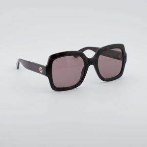 Gucci GG1337S 009 Sunglasses Havana Square Frame, Violet Lenses